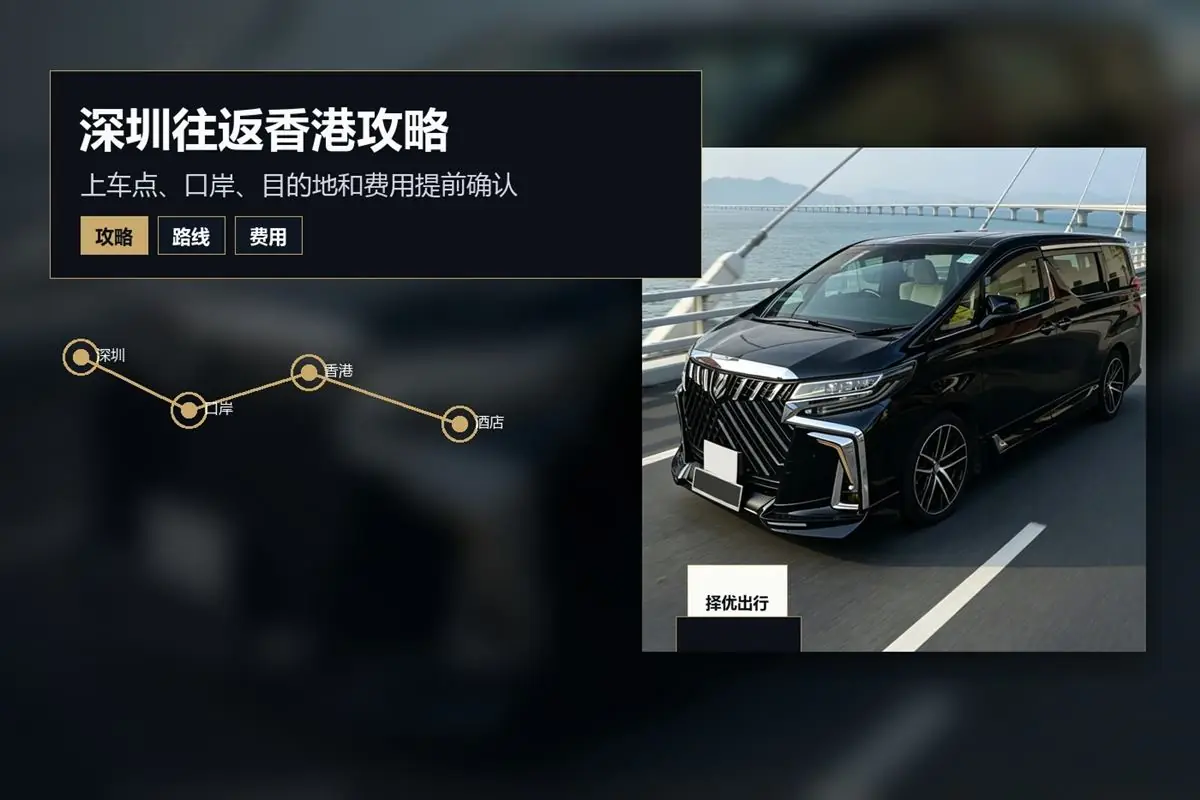 广州出发前往香港的白色丰田埃尔法七座商务车